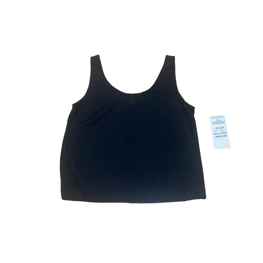 VTG Nap Women's M Black Textured Open Knit Boxy Scoop Neck Tank Top USA Made NWT